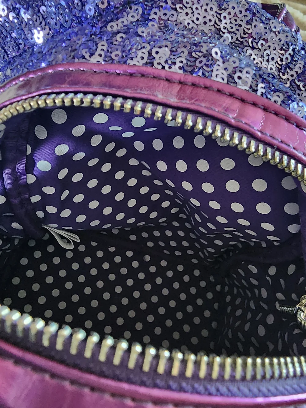 Loungefly Disney Parks Purple Sequin Mouse-Ear Mini Backpack and Wallet Set - Picture 3 of 4